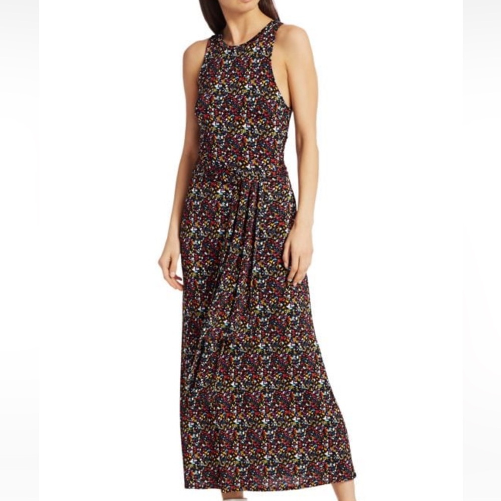 Tanya Taylor Octavia Floral Midi Dress in black confetti